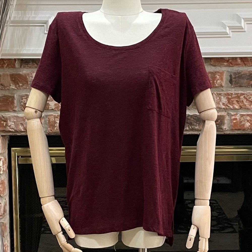 Old Navy linen-blend maroon boyfriend tee / S/M / Excellent condition